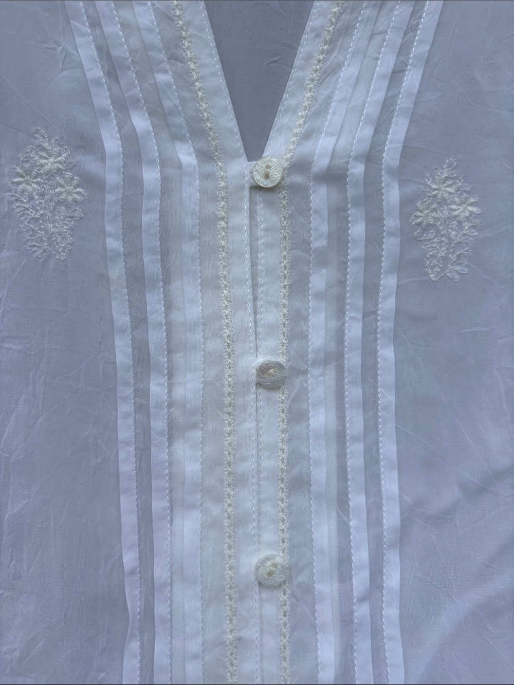 J. Jill White Embroidered Button-Front Tunic - Picture 5 of 10